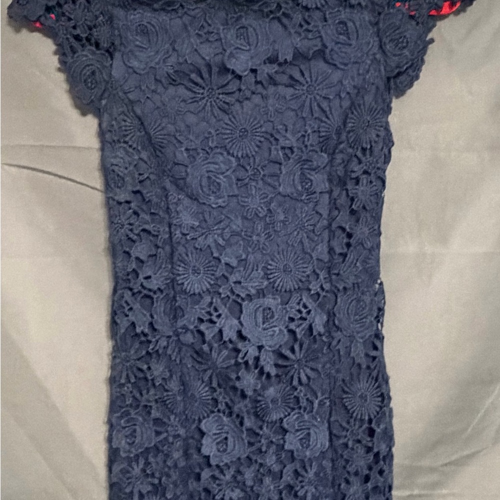 Lulu's Navy Blue Lace Backless Dress